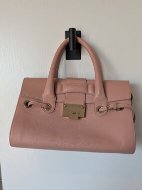 Jimmy Choo Rosalie Blush Pink  Leather Satchel with Silver Hardware